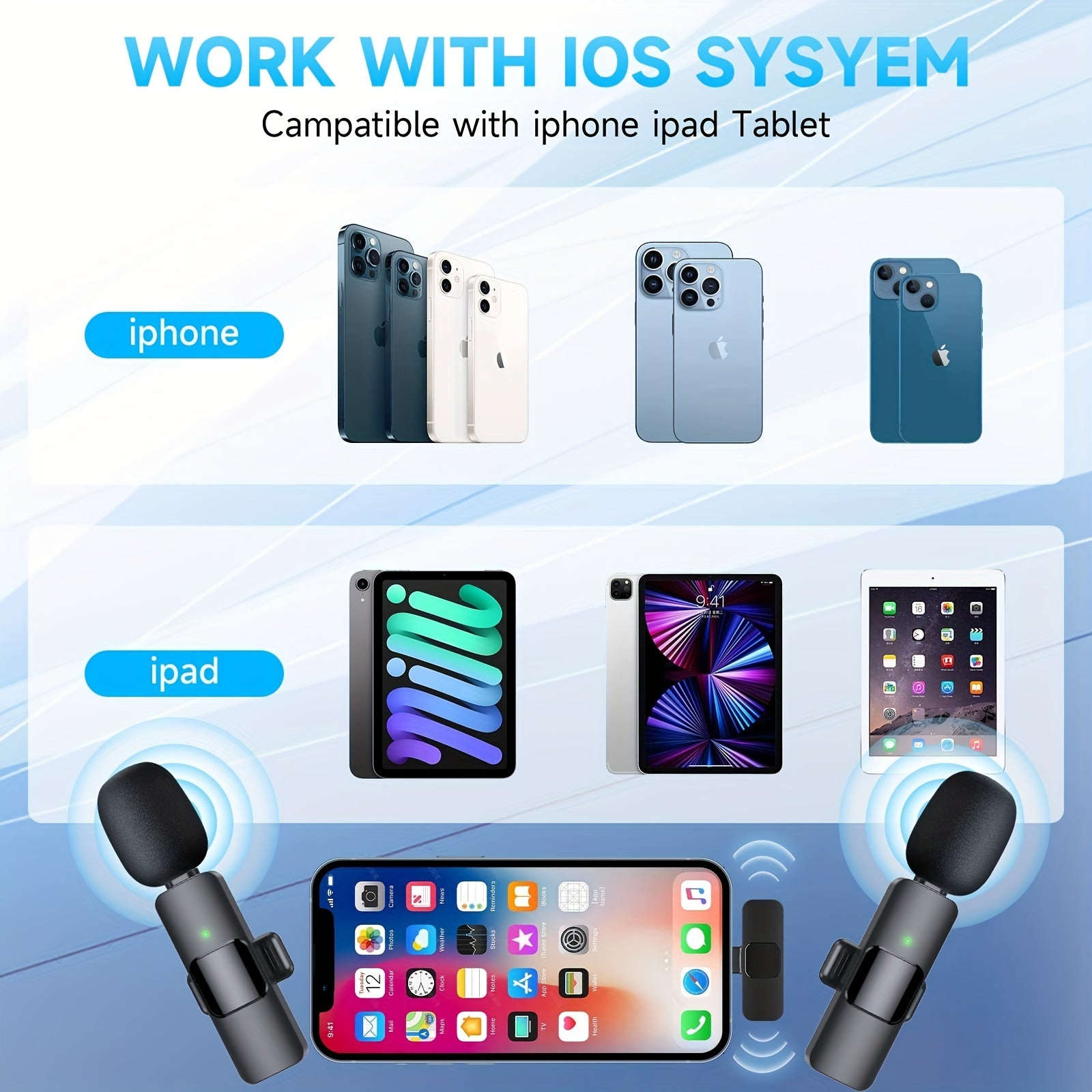 Wireless Lavalier Lapel Microphone For IPhone IPad Professional Wireless Clip Mic - Cordless Omnidirectional Condenser Recording Mic For Interview Video Podcast Vlog YouTube | Orazek UK Ltd