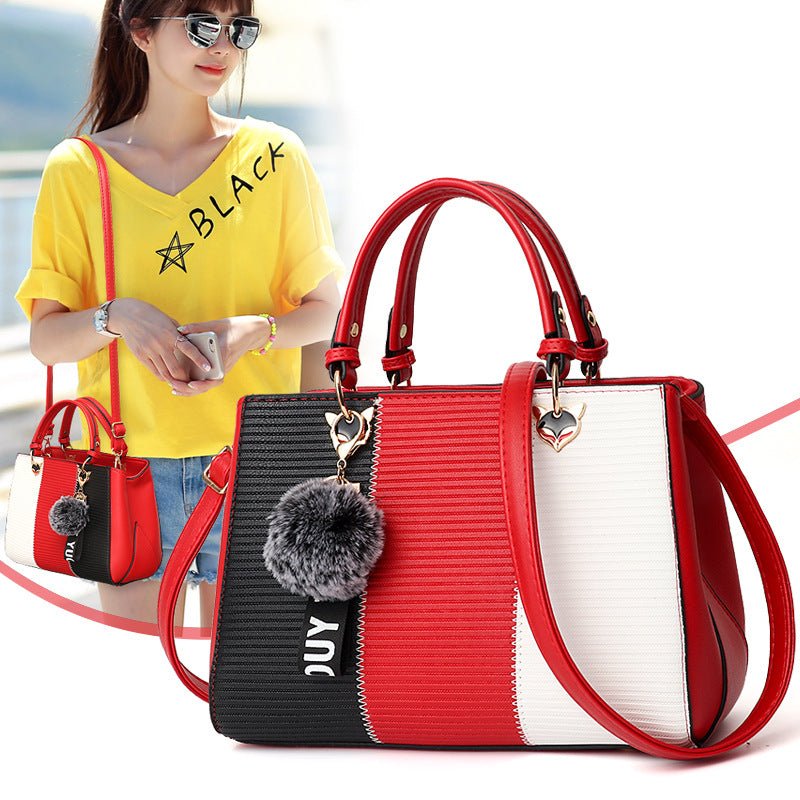 Women Hairball Ornaments Totes Patchwork Handbag Party Purse Ladies Messenger Crossbody Shoulder Bags Women Handbags | Orazek UK Ltd