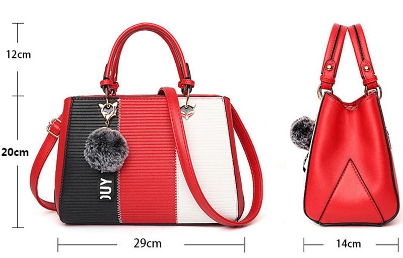 Women Hairball Ornaments Totes Patchwork Handbag Party Purse Ladies Messenger Crossbody Shoulder Bags Women Handbags | Orazek UK Ltd