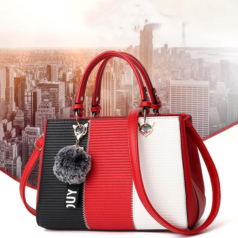 Women Hairball Ornaments Totes Patchwork Handbag Party Purse Ladies Messenger Crossbody Shoulder Bags Women Handbags | Orazek UK Ltd