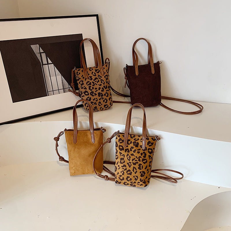 Women's Crossbody Bag Autumn And Winter Retro Leopard Print Shoulder Bag Anime New Versatile Suede Phone Bag | Orazek UK Ltd