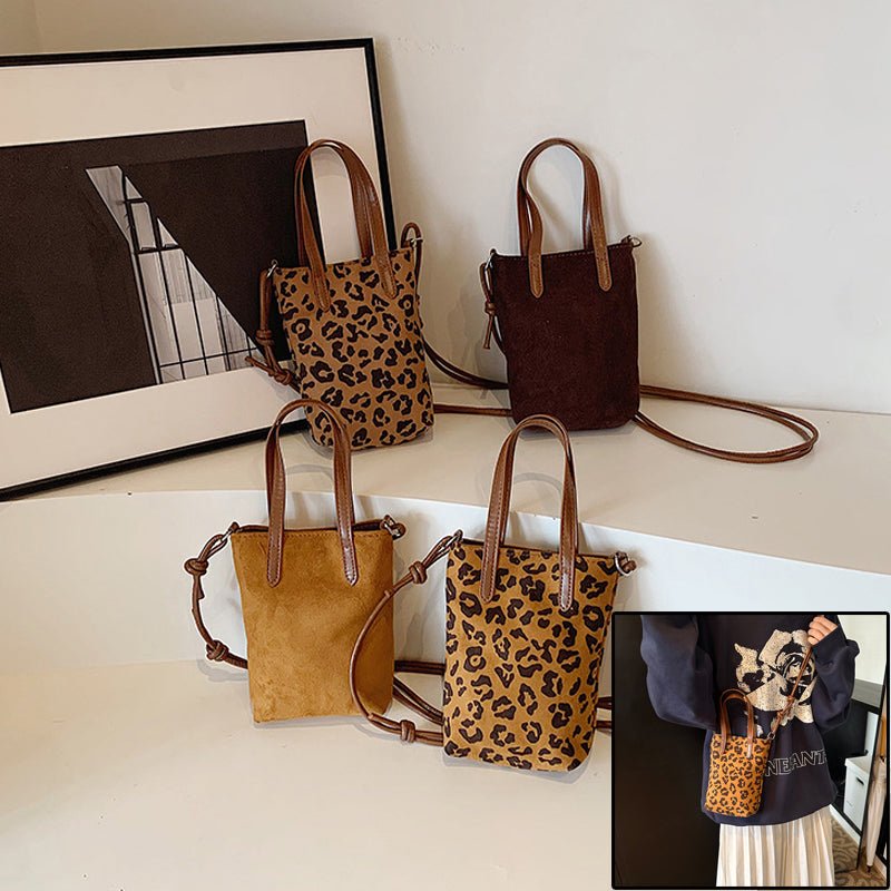 Women's Crossbody Bag Autumn And Winter Retro Leopard Print Shoulder Bag Anime New Versatile Suede Phone Bag | Orazek UK Ltd