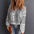 Women's Long-sleeved Printed Ethnic Blouse T-shirt Shirt | Orazek UK Ltd