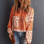Women's Long-sleeved Printed Ethnic Blouse T-shirt Shirt | Orazek UK Ltd
