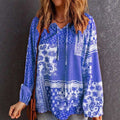 Women's Long-sleeved Printed Ethnic Blouse T-shirt Shirt | Orazek UK Ltd