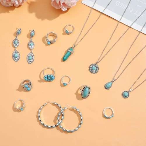 Womens Retro All-Match Alloy Pendant Necklace And Earrings Set | Orazek UK Ltd