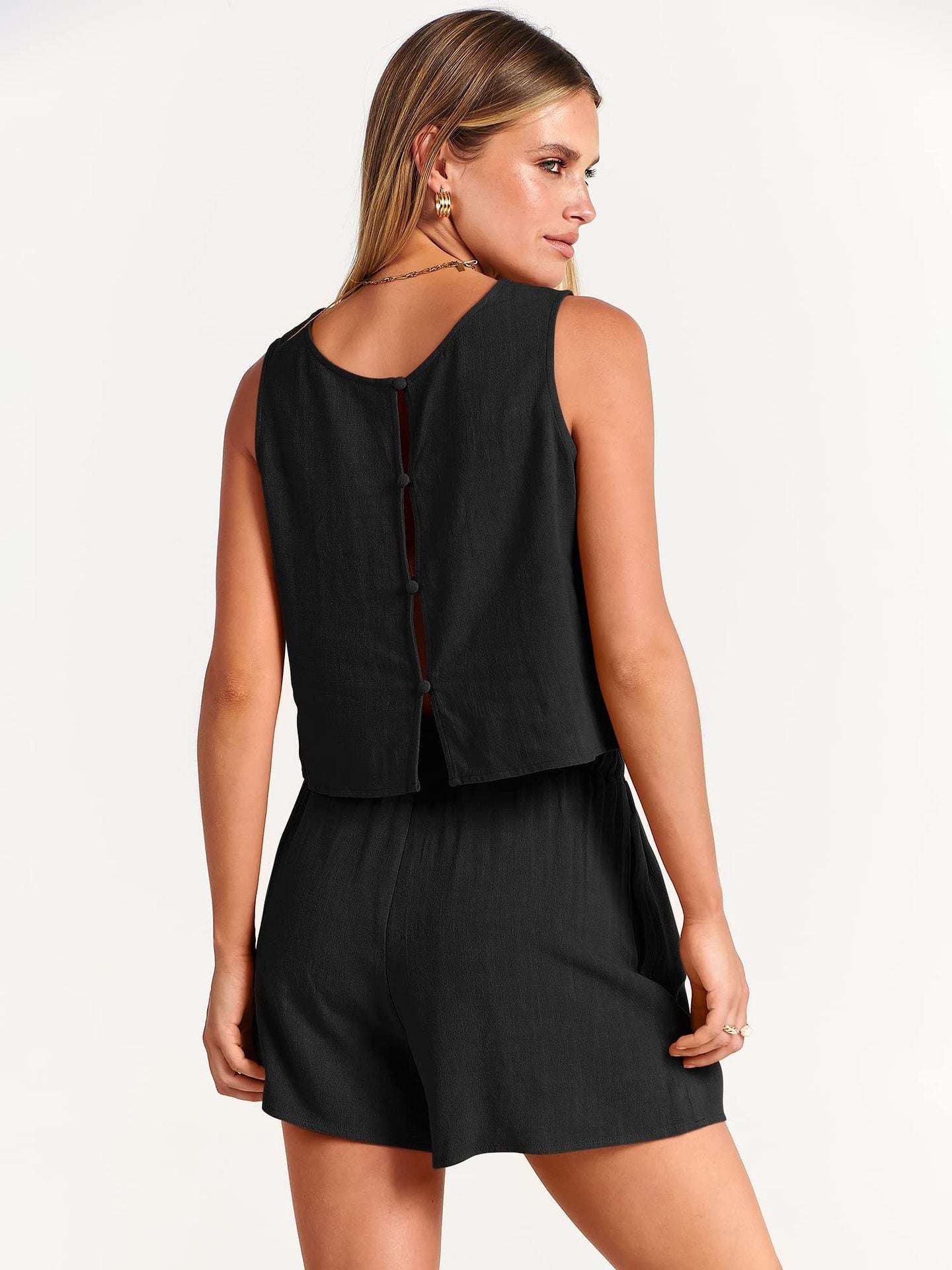 Women's Set Summer Sleeveless Tops And Drawstring Shorts Fashion Suit 2pcs | Orazek UK Ltd