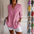 Women's Single-breasted Pleated Blouse Lapel Long Sleeve Shirt | Orazek UK Ltd