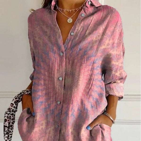 Women's Single-breasted Pleated Blouse Lapel Long Sleeve Shirt | Orazek UK Ltd