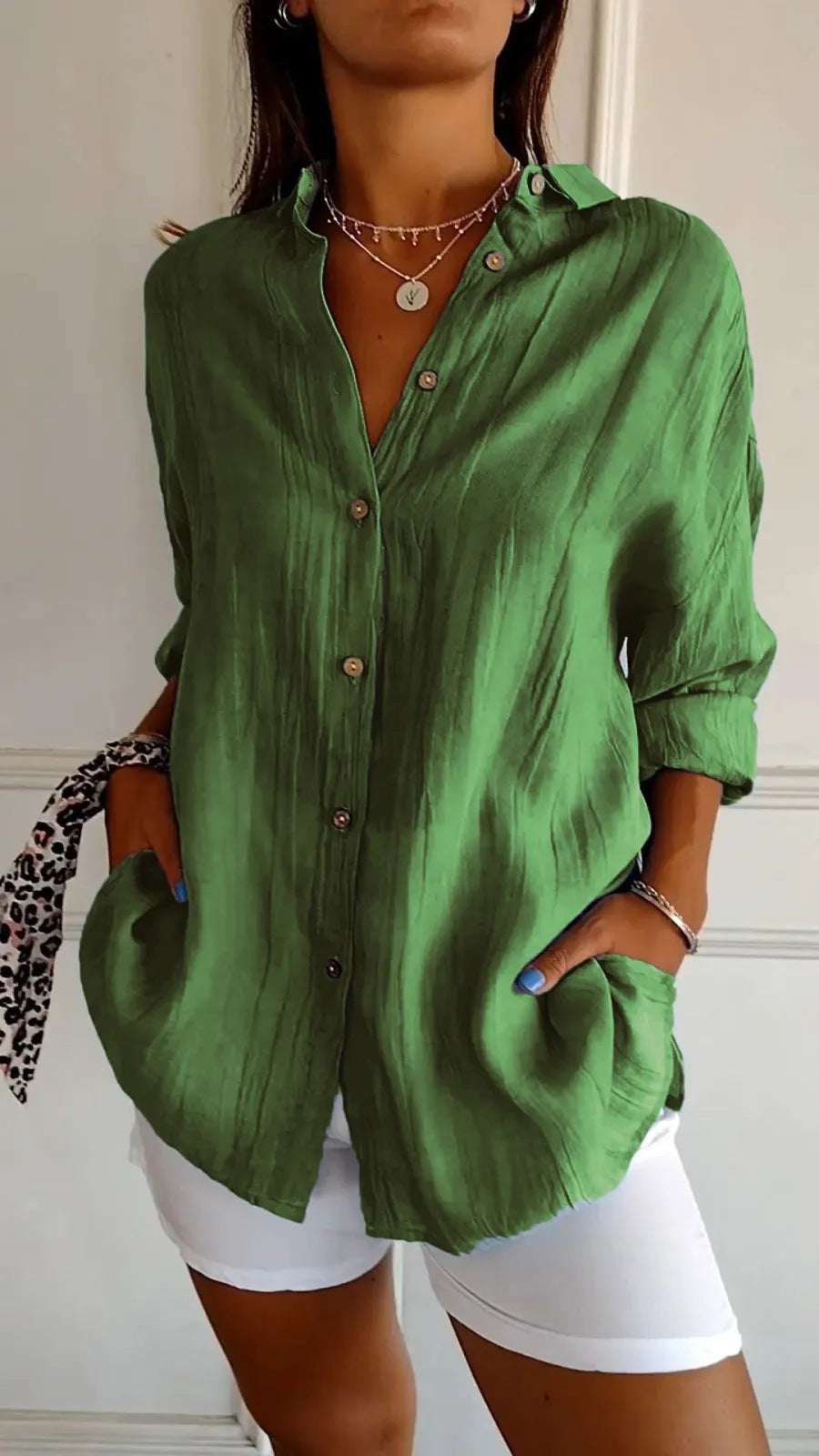 Women's Single-breasted Pleated Blouse Lapel Long Sleeve Shirt | Orazek UK Ltd