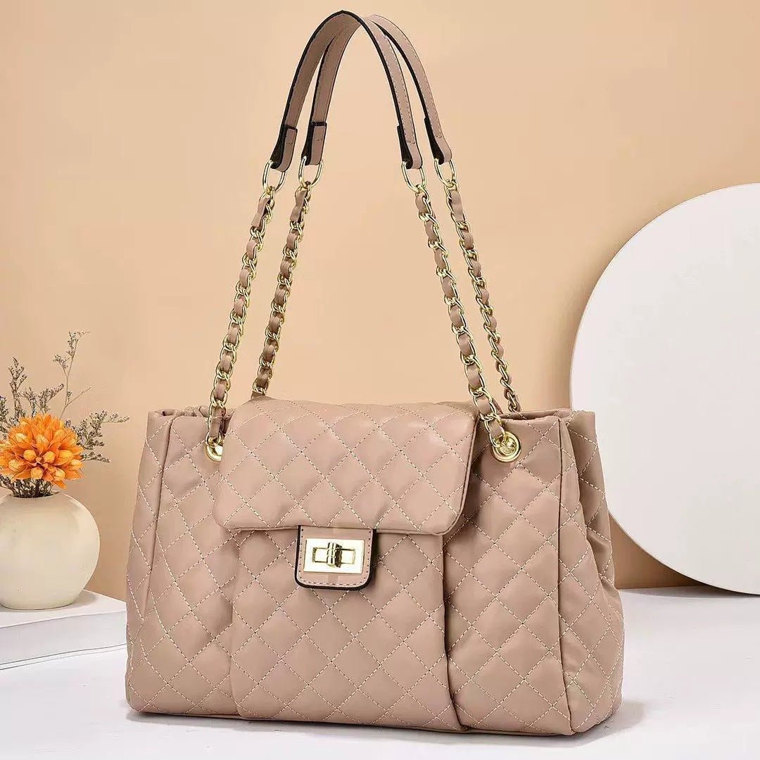 Women's Solid Color Simple Embroidery Thread Rhombus Large Capacity Chain Shoulder Messenger Bag | Orazek UK Ltd