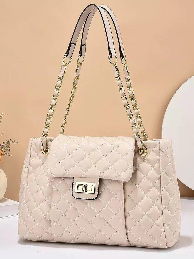 Women's Solid Color Simple Embroidery Thread Rhombus Large Capacity Chain Shoulder Messenger Bag | Orazek UK Ltd