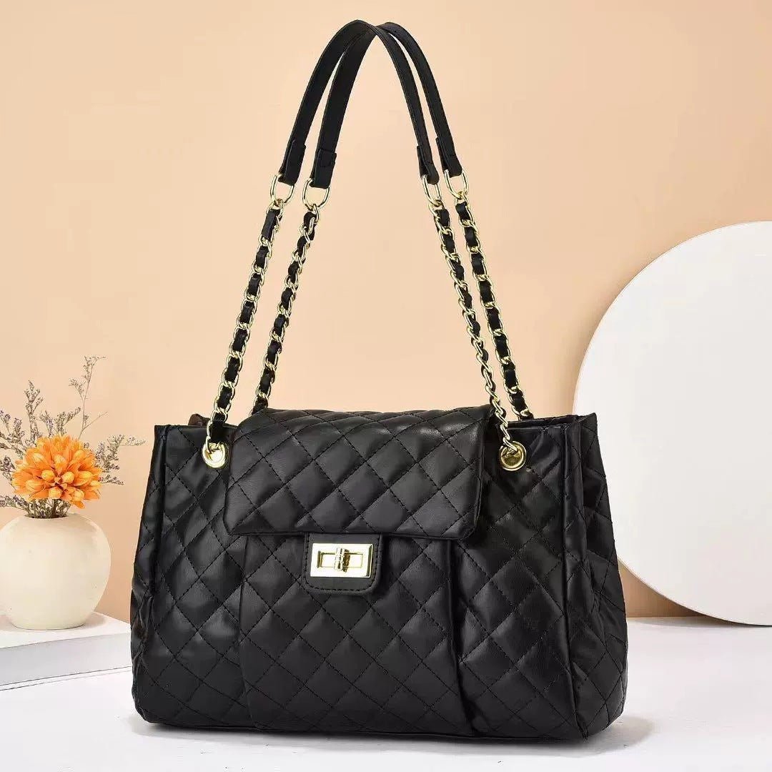 Women's Solid Color Simple Embroidery Thread Rhombus Large Capacity Chain Shoulder Messenger Bag | Orazek UK Ltd