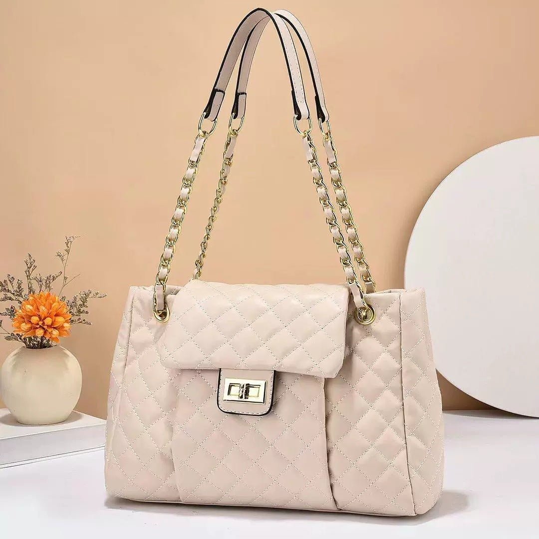 Women's Solid Color Simple Embroidery Thread Rhombus Large Capacity Chain Shoulder Messenger Bag | Orazek UK Ltd