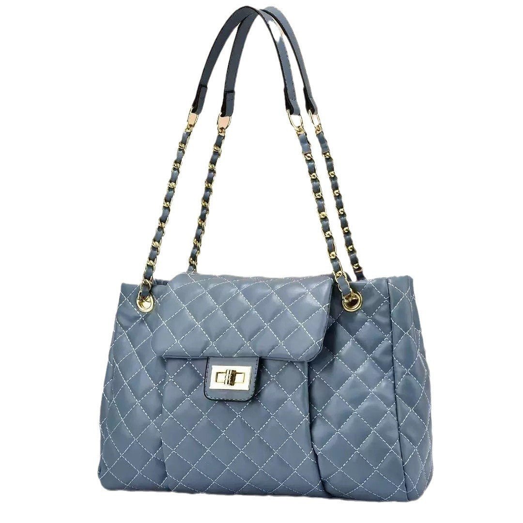 Women's Solid Color Simple Embroidery Thread Rhombus Large Capacity Chain Shoulder Messenger Bag | Orazek UK Ltd