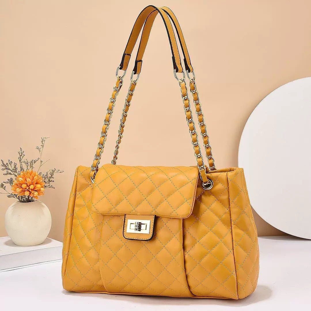 Women's Solid Color Simple Embroidery Thread Rhombus Large Capacity Chain Shoulder Messenger Bag | Orazek UK Ltd