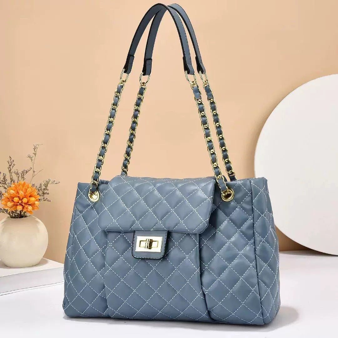 Women's Solid Color Simple Embroidery Thread Rhombus Large Capacity Chain Shoulder Messenger Bag | Orazek UK Ltd