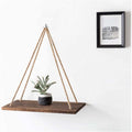 Wooden Wall Floating Shelves Swing with Jute Rope Rustic Wooden Board Plants Photo Display Storage Rack | Orazek UK Ltd