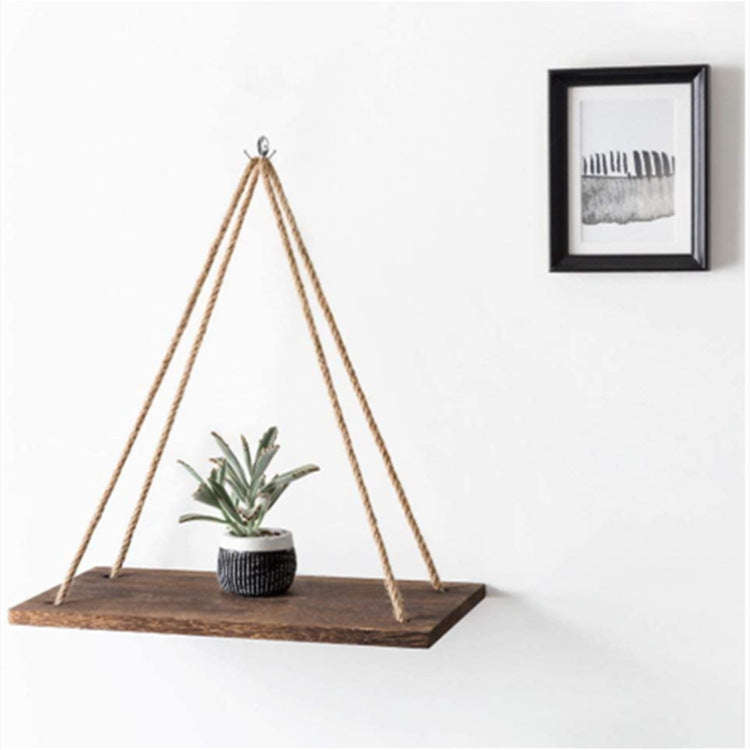 Wooden Wall Floating Shelves Swing with Jute Rope Rustic Wooden Board Plants Photo Display Storage Rack | Orazek UK Ltd