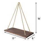 Wooden Wall Floating Shelves Swing with Jute Rope Rustic Wooden Board Plants Photo Display Storage Rack | Orazek UK Ltd