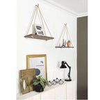 Wooden Wall Floating Shelves Swing with Jute Rope Rustic Wooden Board Plants Photo Display Storage Rack | Orazek UK Ltd