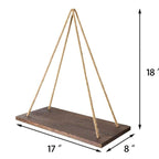 Wooden Wall Floating Shelves Swing with Jute Rope Rustic Wooden Board Plants Photo Display Storage Rack Orazek UK Ltd