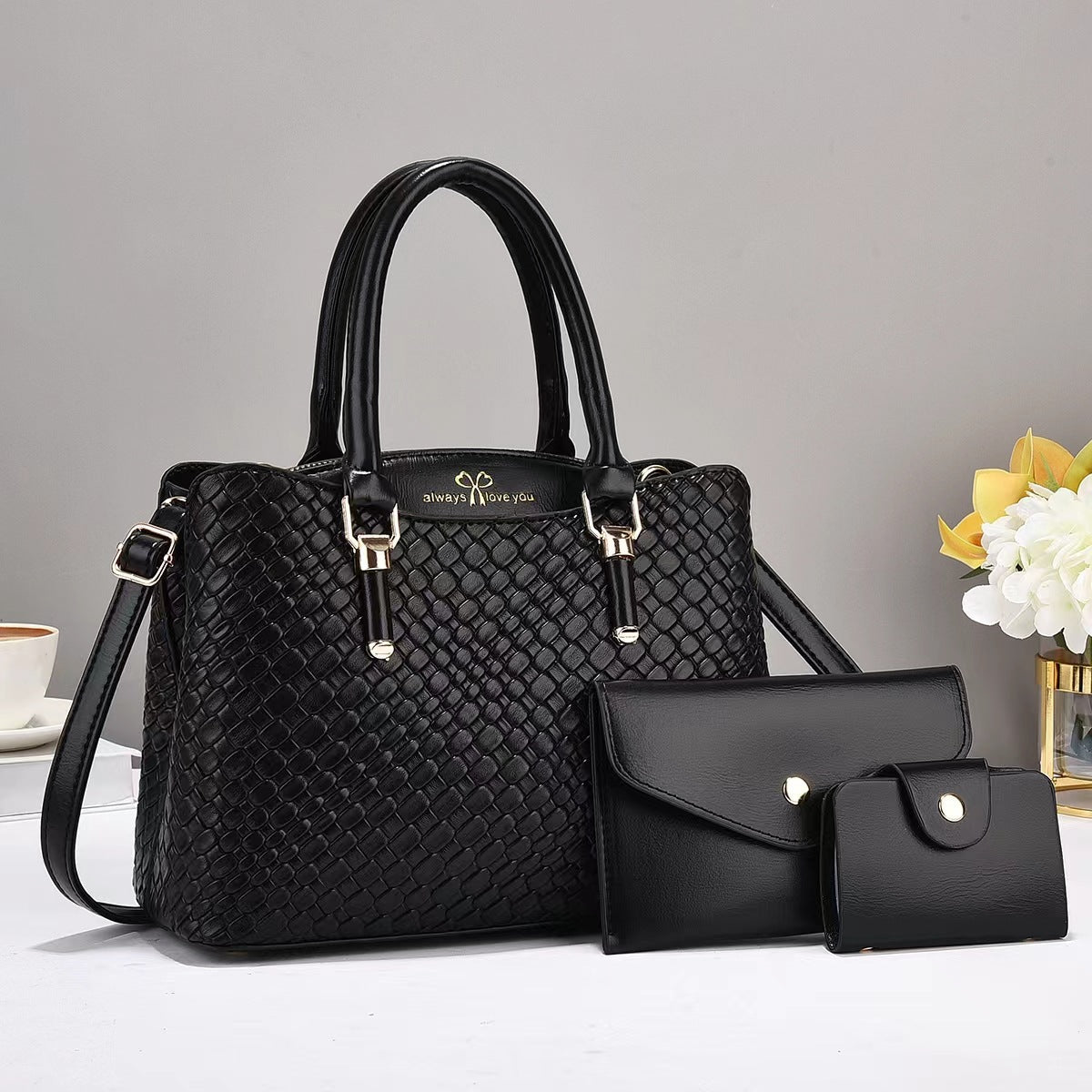 Woven Texture Three-piece Set Large Capacity One Shoulder Combination Bags | Orazek UK Ltd