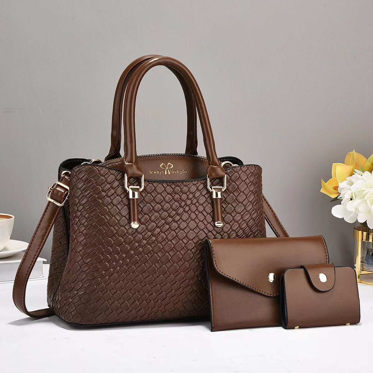 Woven Texture Three-piece Set Large Capacity One Shoulder Combination Bags | Orazek UK Ltd