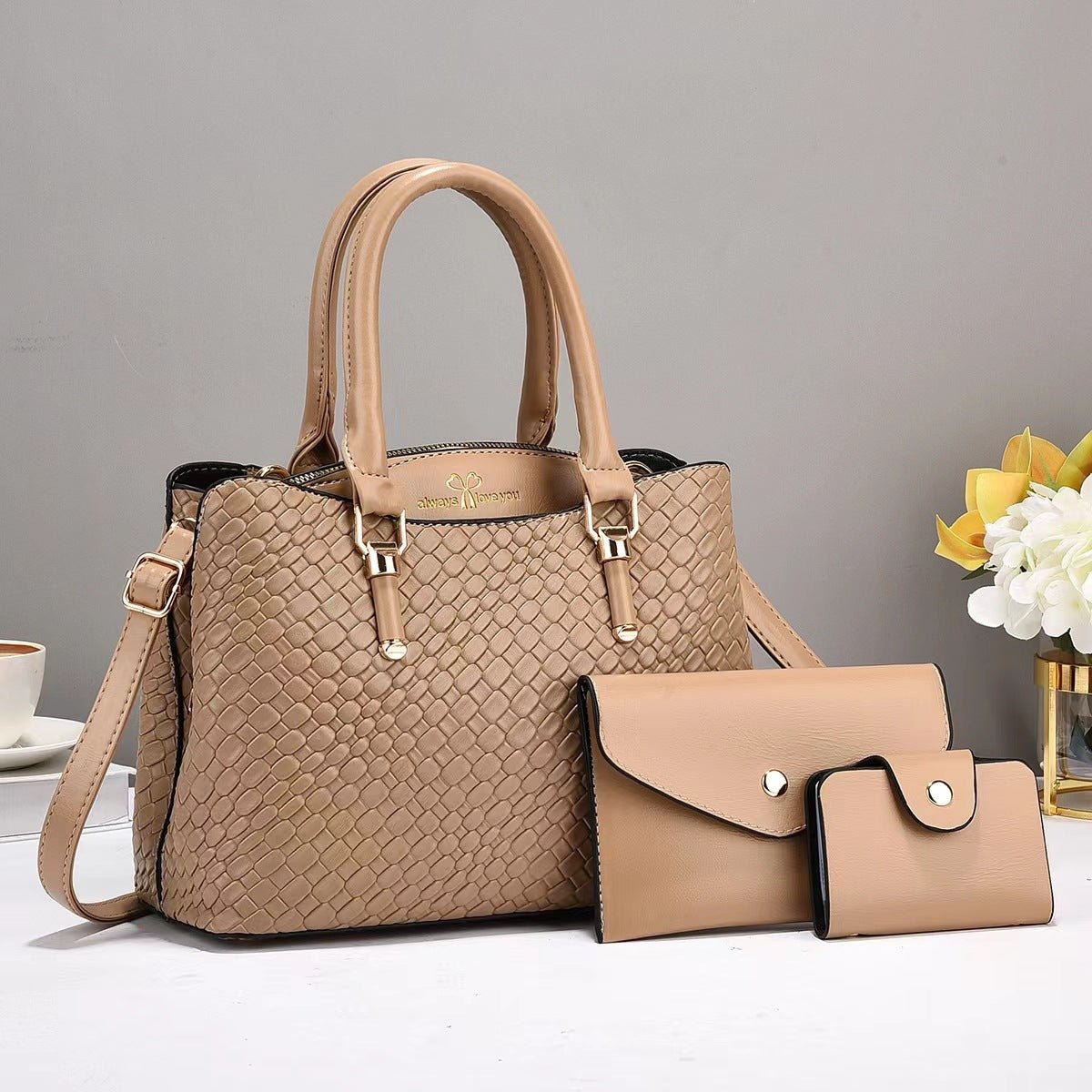 Woven Texture Three-piece Set Large Capacity One Shoulder Combination Bags | Orazek UK Ltd