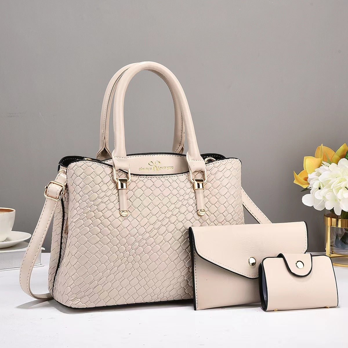 Woven Texture Three-piece Set Large Capacity One Shoulder Combination Bags | Orazek UK Ltd