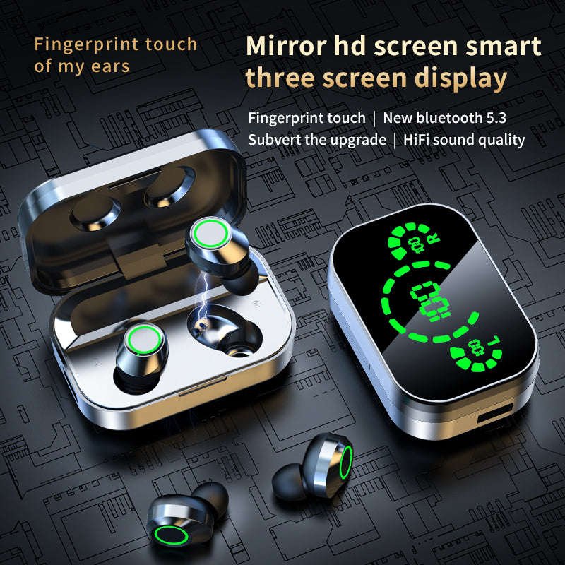 YD03 Wireless Bluetooth-compatible Headset TWS Large Screen Smart Digital Display In Ear Breathing Light | Orazek UK Ltd