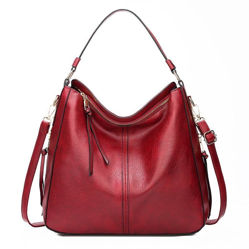 Zipper Bucket Bags With Adjustable Shoulder-strap Handbags Temperament High Capacity Messenger Shoulder Bag For Women | Orazek UK Ltd