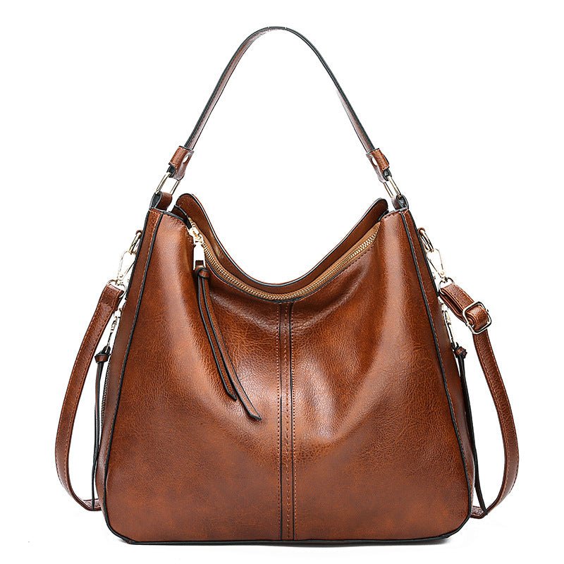 Zipper Bucket Bags With Adjustable Shoulder-strap Handbags Temperament High Capacity Messenger Shoulder Bag For Women | Orazek UK Ltd