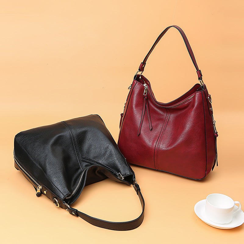 Zipper Bucket Bags With Adjustable Shoulder-strap Handbags Temperament High Capacity Messenger Shoulder Bag For Women | Orazek UK Ltd