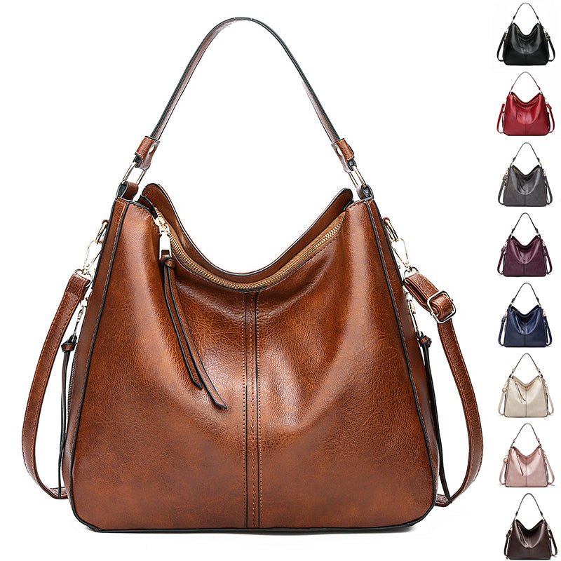 Zipper Bucket Bags With Adjustable Shoulder-strap Handbags Temperament High Capacity Messenger Shoulder Bag For Women | Orazek UK Ltd