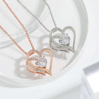 Zircon Double Love Necklace With Rhinestones Ins Personalized Heart-shaped Necklace Clavicle Chain Jewelry For Women Valentine's Day | Orazek UK Ltd