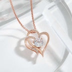 Zircon Double Love Necklace With Rhinestones Ins Personalized Heart-shaped Necklace Clavicle Chain Jewelry For Women Valentine's Day | Orazek UK Ltd