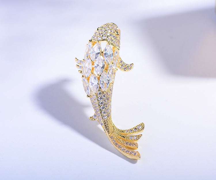 Zircon Koi Brooch Men'S And Women'S Brooch Orazek UK Ltd