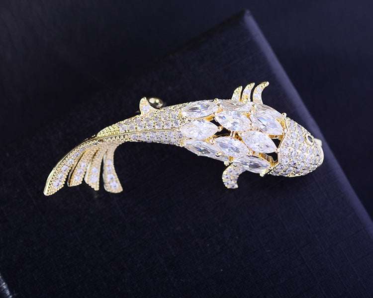 Zircon Koi Brooch Men'S And Women'S Brooch Orazek UK Ltd