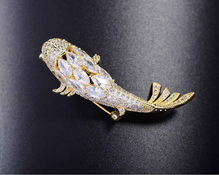 Zircon Koi Brooch Men'S And Women'S Brooch Orazek UK Ltd