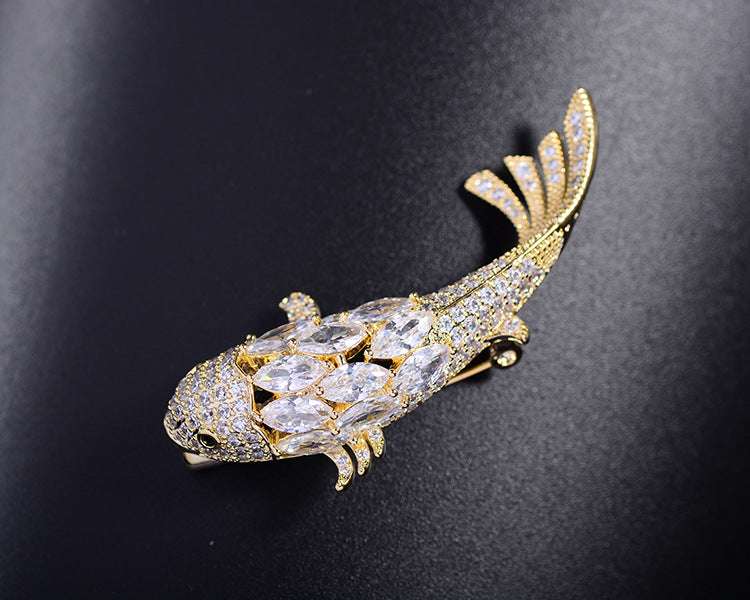 Zircon Koi Brooch Men'S And Women'S Brooch Orazek UK Ltd