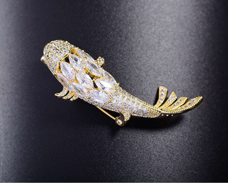 Zircon Koi Brooch Men'S And Women'S Brooch | Orazek UK Ltd