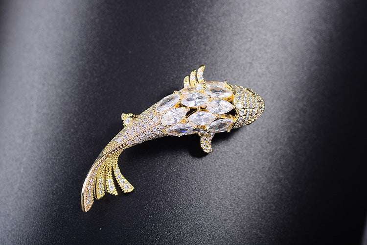 Zircon Koi Brooch Men'S And Women'S Brooch | Orazek UK Ltd